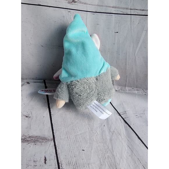 Bunny Ears Fuzzy Friends Blue Gnome 7" Plush Teal Hat Easter Bunny Gnome New - Picture 5 of 5